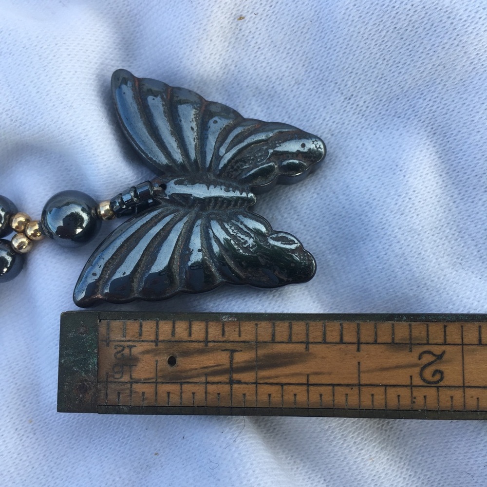 Hematite butterfly necklace - Picture 3 of 4